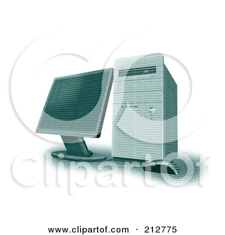 Royalty-Free (RF) Clipart Illustration of a 3d Computer Made Of Numbers by patrimonio