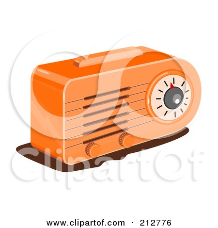 Royalty-Free (RF) Clipart Illustration of a Retro Orange Radio by patrimonio