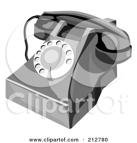 Royalty-Free (RF) Clipart Illustration of a Shiny Retro Phone by patrimonio