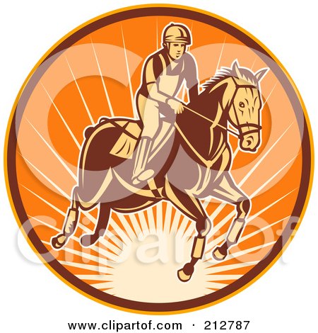 Royalty-Free (RF) Clipart Illustration of a Logo Of A Jumping Equestrian And Horse by patrimonio