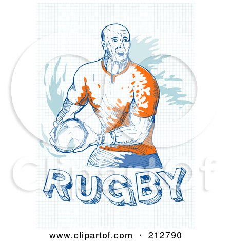 Royalty-Free (RF) Clipart Illustration of a Rugby Player With A Ball by patrimonio