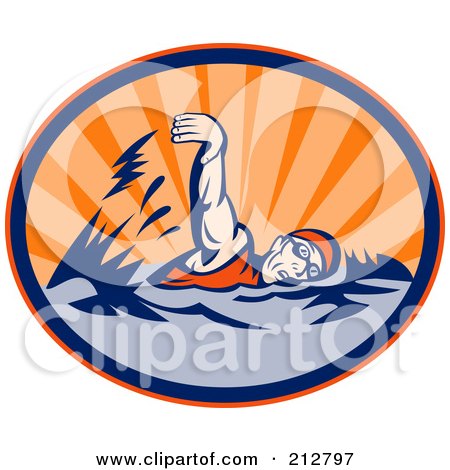 Royalty-Free (RF) Clipart Illustration of a Triathlon Swimming Logo by patrimonio