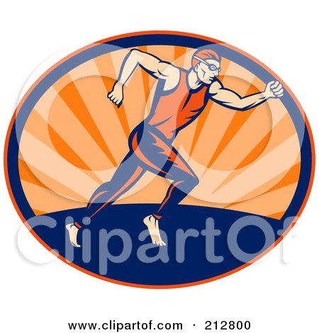 Royalty-Free (RF) Clipart Illustration of a Triathlon Runner Logo by patrimonio