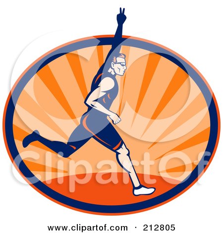 Royalty-Free (RF) Clipart Illustration of a Triathlon Running Logo by patrimonio