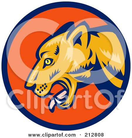 Royalty-Free (RF) Clipart Illustration of a Puma Face Logo by patrimonio
