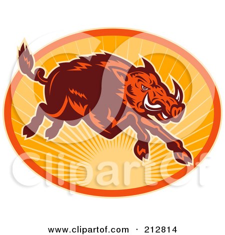 Royalty-Free (RF) Clipart Illustration of a Running Boar Logo by patrimonio