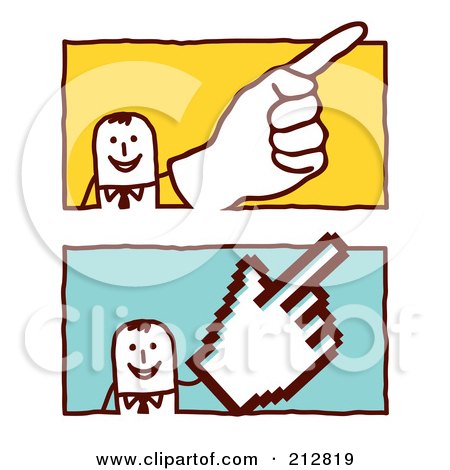 Royalty-Free (RF) Clipart Illustration of a Digital Collage Of Stick Business Men Pointing by NL shop