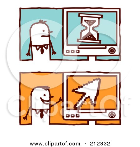 Royalty-Free (RF) Clipart Illustration of a Digital Collage Of Stick Men With Computers by NL shop