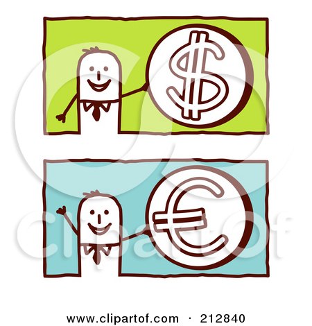 Royalty-Free (RF) Clipart Illustration of a Digital Collage Of Stick Business Men With Coins by NL shop