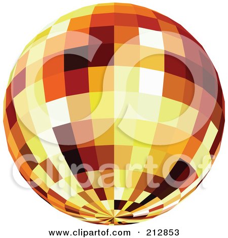 Royalty-Free (RF) Clipart Illustration of a Reflective Orange Disco Ball by dero
