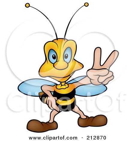 Royalty-Free (RF) Clipart Illustration of a Peaceful Wasp Gesturing by dero