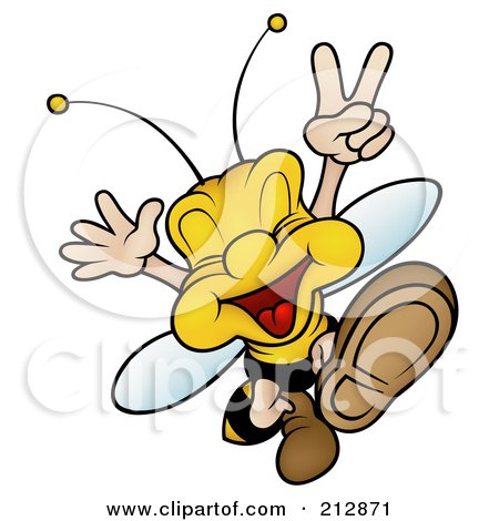 Royalty-Free (RF) Clipart Illustration of a Peaceful Wasp Jumping And Gesturing by dero