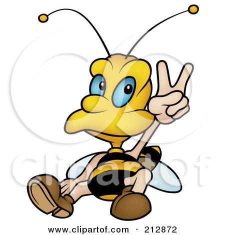 Royalty-Free (RF) Clipart Illustration of a Peaceful Wasp Sitting And Gesturing by dero