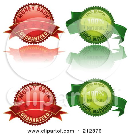 Royalty-Free (RF) Clipart Illustration of a Digital Collage Of Four Glossy Labels In Red And Green by dero