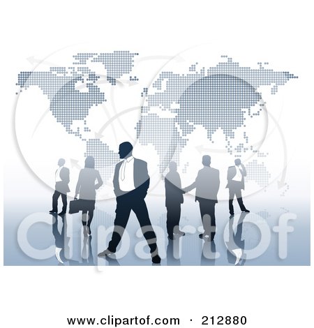 Royalty-Free (RF) Clipart Illustration of a Team Of International Business People By A Dotted Map by dero