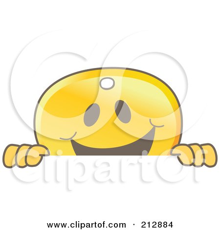 Royalty-Free (RF) Clipart Illustration of a Golden Key Mascot Character Smiling Over A Blank Sign by Mascot Junction