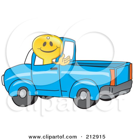 Royalty-Free (RF) Clipart Illustration of a Golden Key Mascot Character Driving A Truck by Mascot Junction