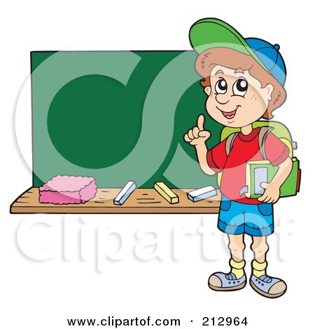 Royalty-Free (RF) Clipart Illustration of a Smart School Boy Standing By A Chalk Board by visekart