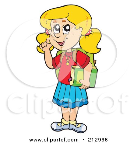 Royalty-Free (RF) Clipart Illustration of a Smart School Girl Holding A Finger Up by visekart