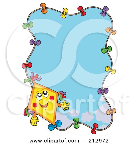 Royalty-Free (RF) Clipart Illustration of a Happy Kite Framing A Blue Sky by visekart