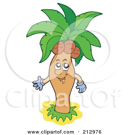 Royalty-Free (RF) Clipart Illustration of a Palm Tree Guy With Coconuts by visekart