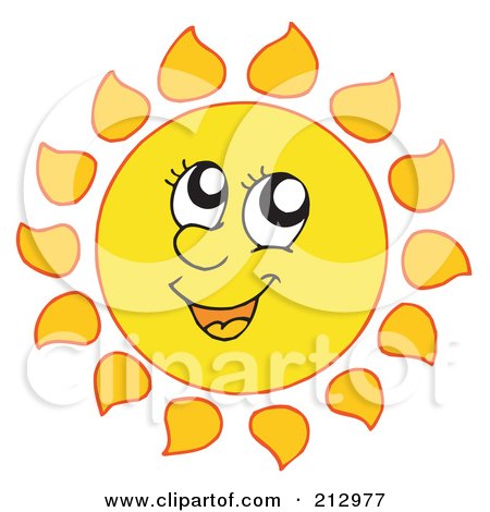 Royalty-Free (RF) Clipart Illustration of a Happy Sun Glancing Upwards by visekart