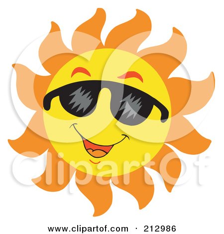 Royalty-Free (RF) Clipart Illustration of a Happy Sun Smiling With Shades by visekart
