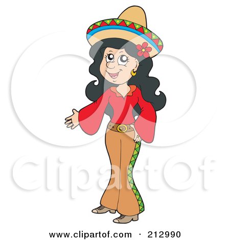 Royalty-Free (RF) Clipart Illustration of a Pretty Mexican Woman Presenting by visekart