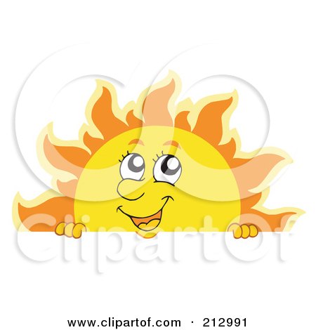 Royalty-Free (RF) Clipart Illustration of a Summer Time Sun Over A Blank Sign - 1 by visekart