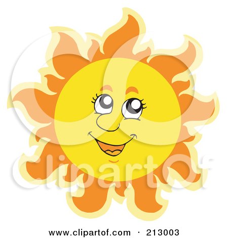 Royalty-Free (RF) Clipart Illustration of a Summer Time Sun Smiling by visekart