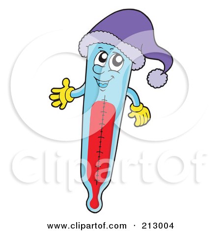 Royalty-Free (RF) Clipart Illustration of a Friendly Thermometer Wearing A Winter Hat by visekart