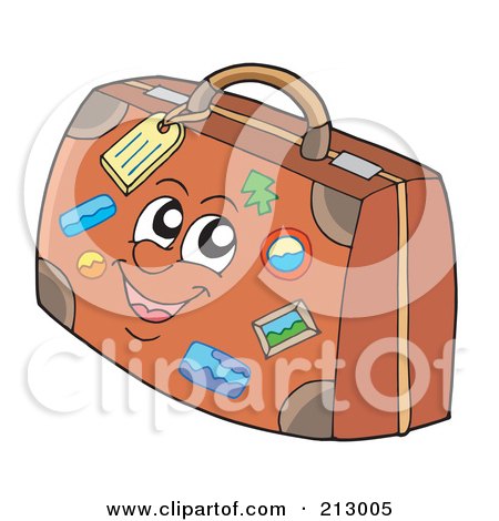 Royalty-Free (RF) Clipart Illustration of a Stamped Brown Luggage Character by visekart