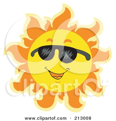 Royalty-Free (RF) Clipart Illustration of a Summer Time Sun Smiling With Shades - 1 by visekart