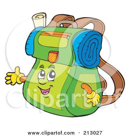 Royalty-Free (RF) Clipart Illustration of a Friendly Back Pack Character Waving by visekart