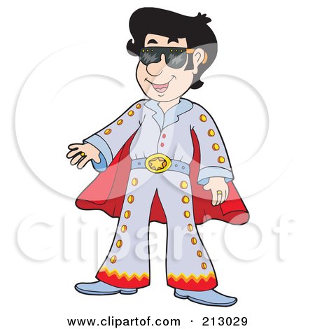 Royalty-Free (RF) Clipart Illustration of a Happy Impersonator Dressed As Elvis by visekart