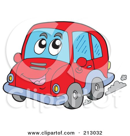 Royalty-Free (RF) Clipart Illustration of a Red Car Character by visekart
