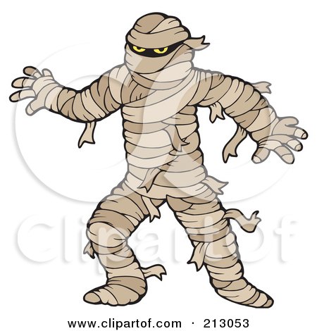 Royalty-Free (RF) Clipart Illustration of a Scary Mummy Walking by visekart