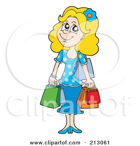 Royalty-Free (RF) Clipart Illustration of a Happy Shopping Woman by visekart