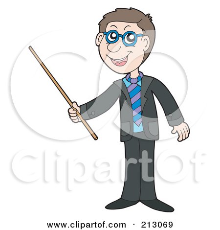 Royalty-Free (RF) Clipart Illustration of a Happy Businessman Using A Pointer Stick by visekart