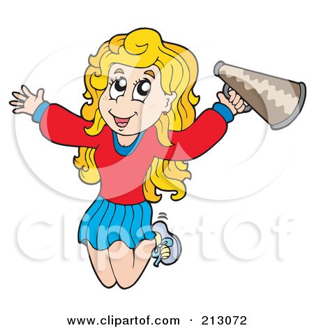 Royalty-Free (RF) Clipart Illustration of a Jumping Blond Cheerleader by visekart