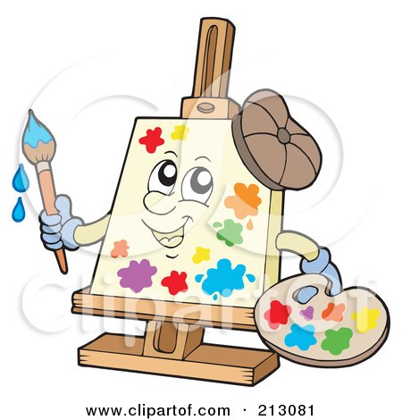 Royalty-Free (RF) Clipart Illustration of a Canvas Character Painting by visekart