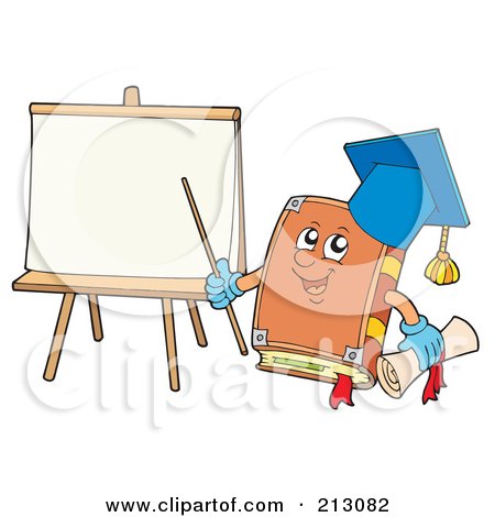 Royalty-Free (RF) Clipart Illustration of a Professor Pointing To A Blank Tablet by visekart