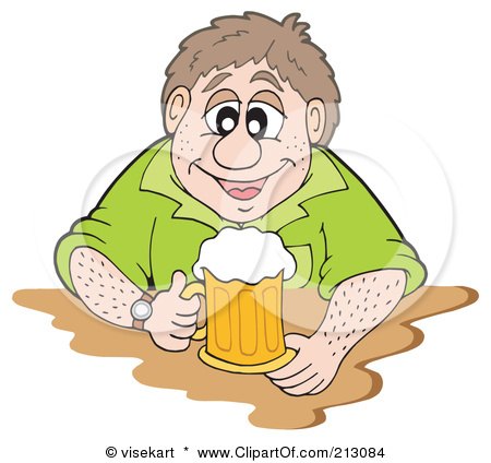 Royalty-Free (RF) Clipart Illustration of a Happy Man Sitting With A Mug Of Beer by visekart