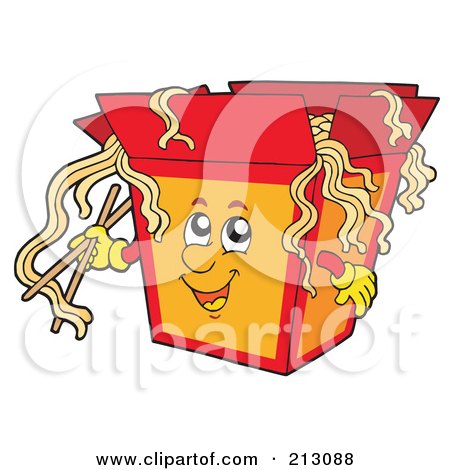 Royalty-Free (RF) Clipart Illustration of a Container Of Chinese Noodles by visekart