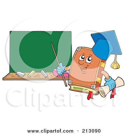 Royalty-Free (RF) Clipart Illustration of a Professor Book By A Chalk Board by visekart