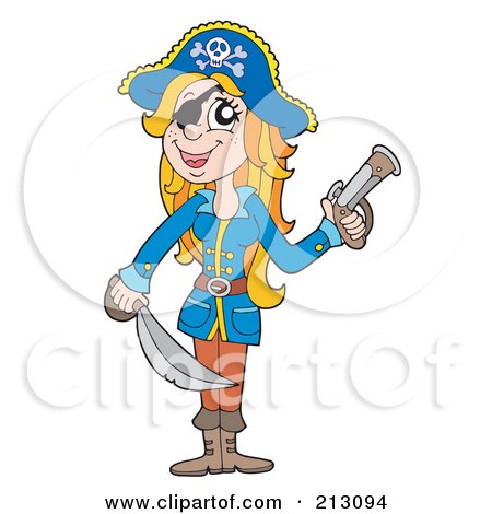 Royalty-Free (RF) Clipart Illustration of a Happy Pirate Woman by visekart