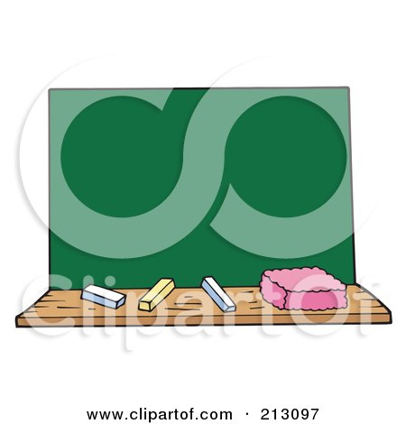 Royalty-Free (RF) Clipart Illustration of Chalk, An Eraser And Blank Board by visekart
