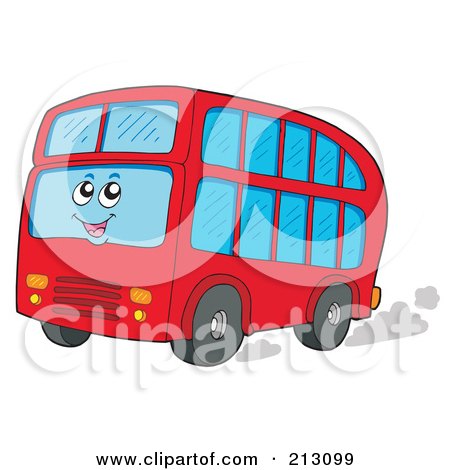 Royalty-Free (RF) Clipart Illustration of a Happy Double Decker Bus by visekart