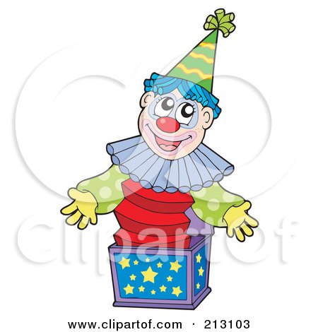 Royalty-Free (RF) Clipart Illustration of a Happy Jack In The Box Clown by visekart