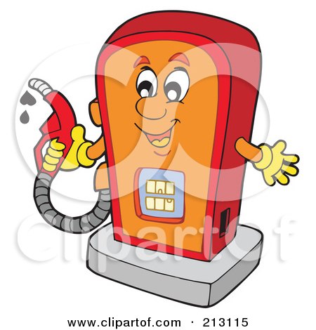 Royalty-Free (RF) Clipart Illustration of a Happy Gas Pump Holding A Nozzle by visekart